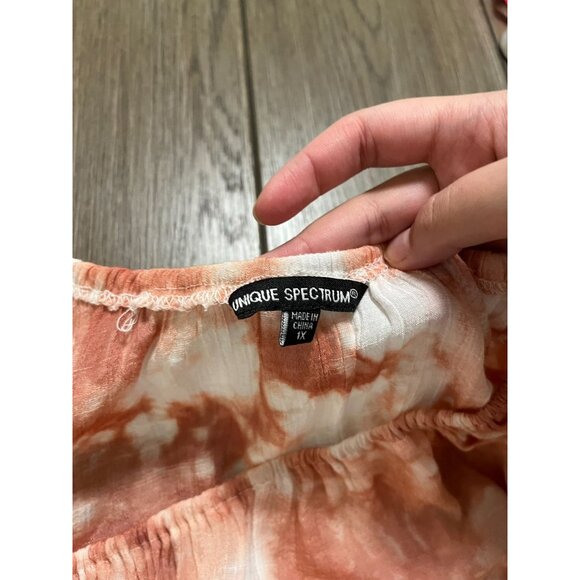 EUC Unique Spectrum Women's Tie-Dye Button-Down Top 3/4 Sleeves Size 1X - Picture 3 of 4